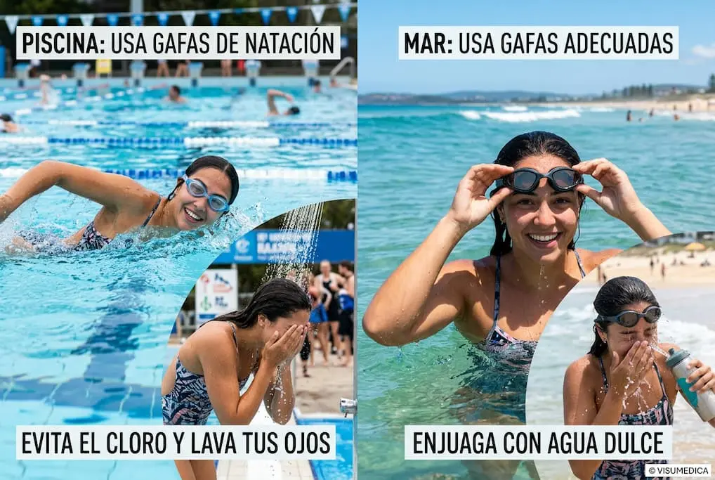 Higiene ocular en natación piscinas y mar | Oftalmoceuta - Centro de Ojos de Ceuta · Dr. Medín filename sep oftalmoceuta