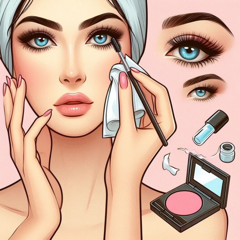 Mujer retirando maquillaje de ojos con agua micelar y disco desmaquillante, en una rutina de higiene ocular saludable.