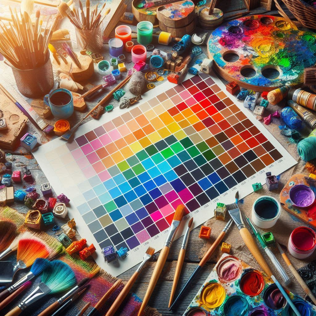 Carta de colores sobre mesa de trabajo