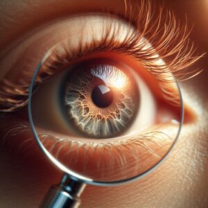 una lupa sobre un ojo humano | Oftalmoceuta - Centro de Ojos de Ceuta · Dr. Medín filename sep oftalmoceuta