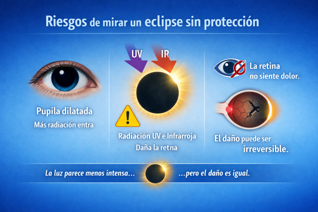 Riesgos de mirar al sol sin protección