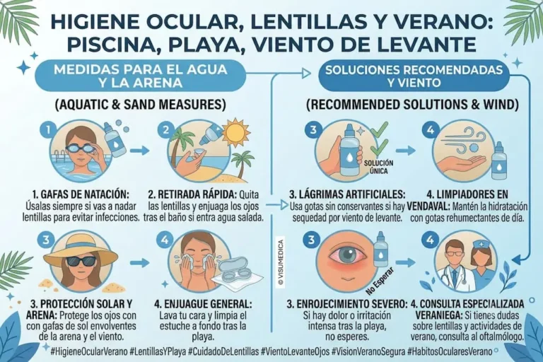 Lentillas y verano piscina playa viento de levante